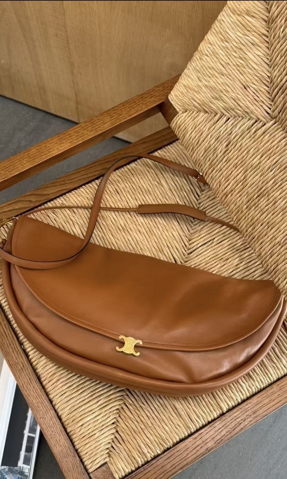 Celine Halfmoon Soft Triomphe Bag in Supple Shiny Lambskin