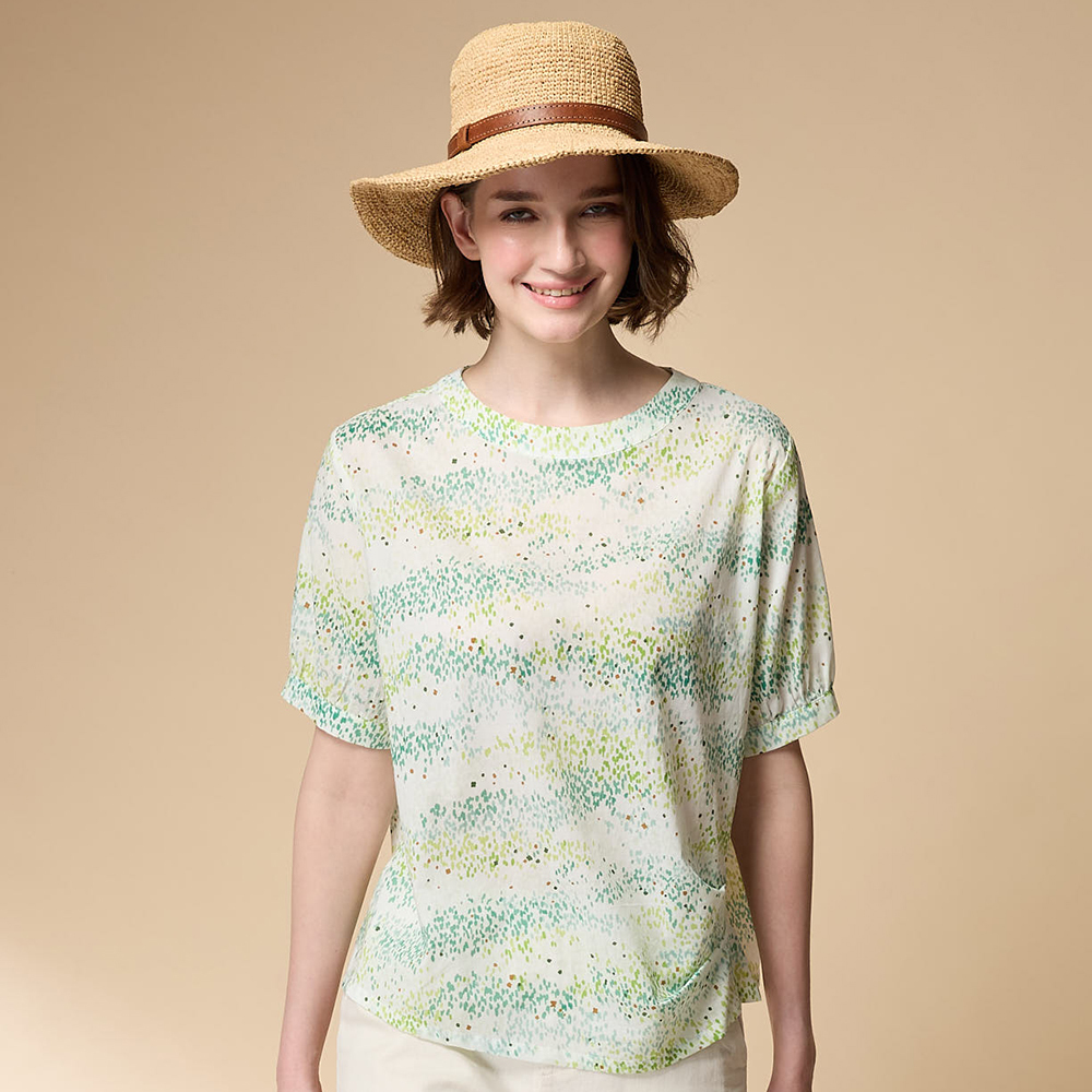 PIPPY 活力點點落肩圓領短袖上衣 綠