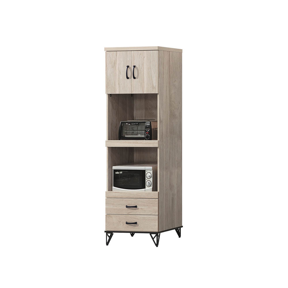 柏蒂家居-哈德克2尺二門二抽拉盤式高餐櫃/電器收納櫃/碗盤置物櫃