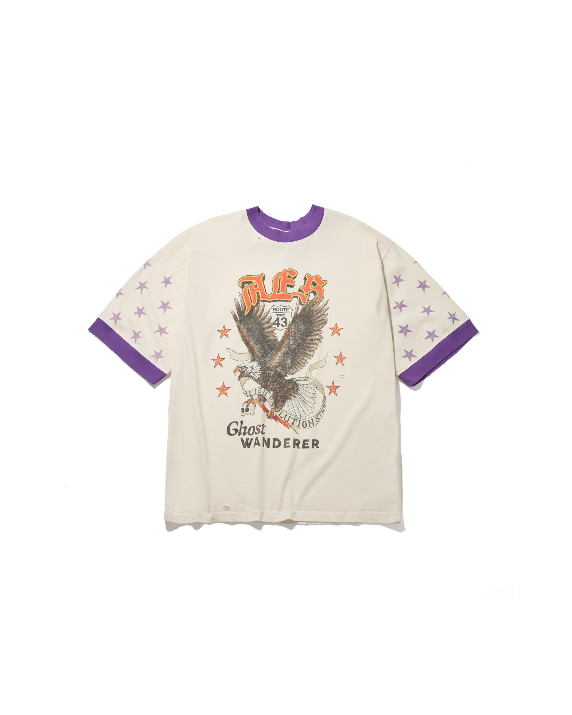 AES HALF SLEEVE BALD EAGLE VINTAGE WASHED OVERSIZE TEE