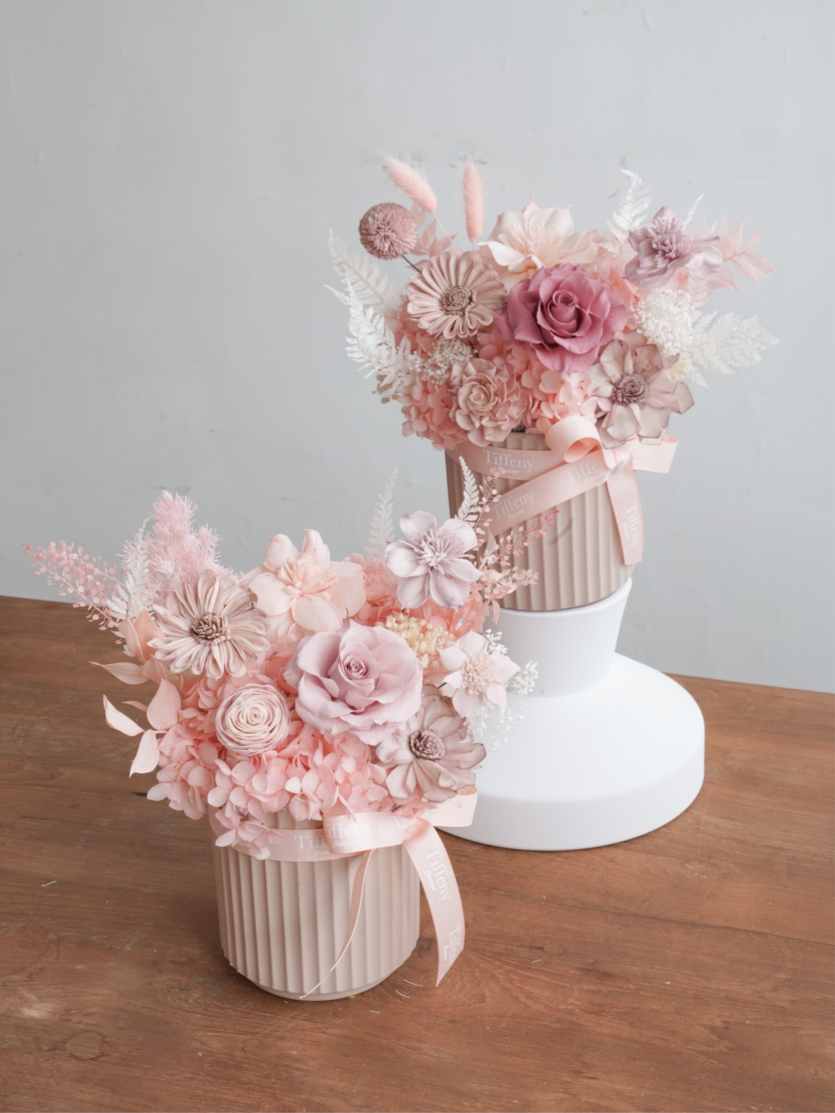 復古奶茶甜心 永生盆花