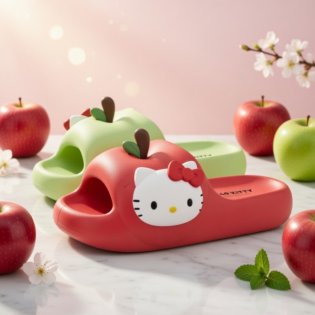 【Luxury】 新款 HELLO KITTY 貓蘋果拖鞋 夏天 防滑抗菌 厚底拖鞋 室內拖鞋 卡通拖鞋 KITTY拖鞋