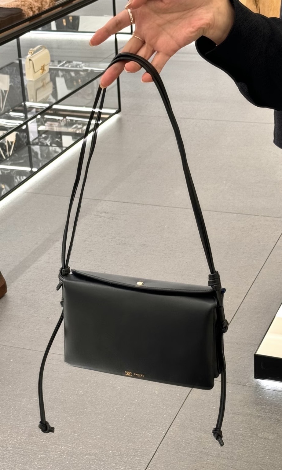 Celine Trio Flap in Smooth Lambskin Black