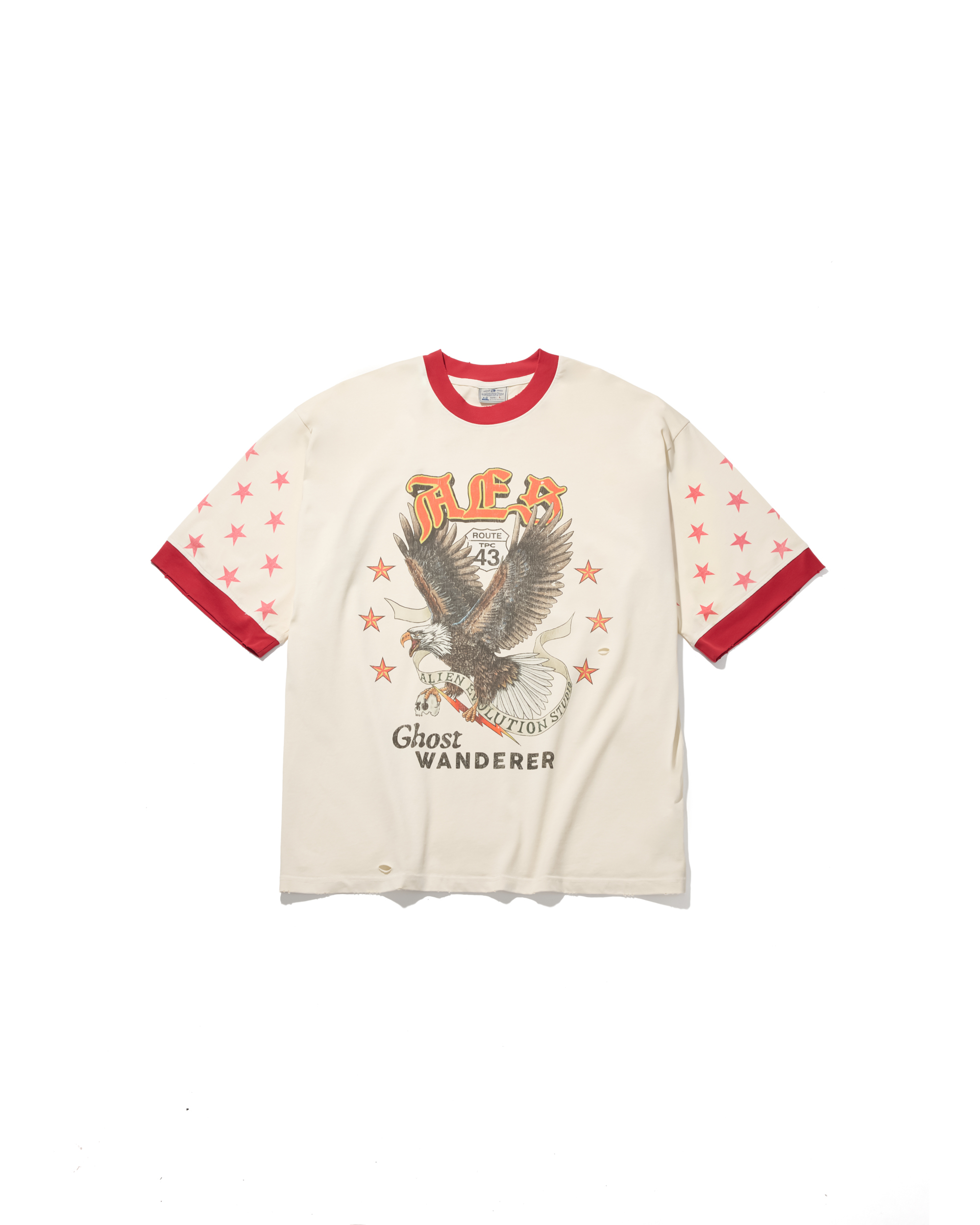 AES HALF SLEEVE BALD EAGLE VINTAGE WASHED OVERSIZE TEE