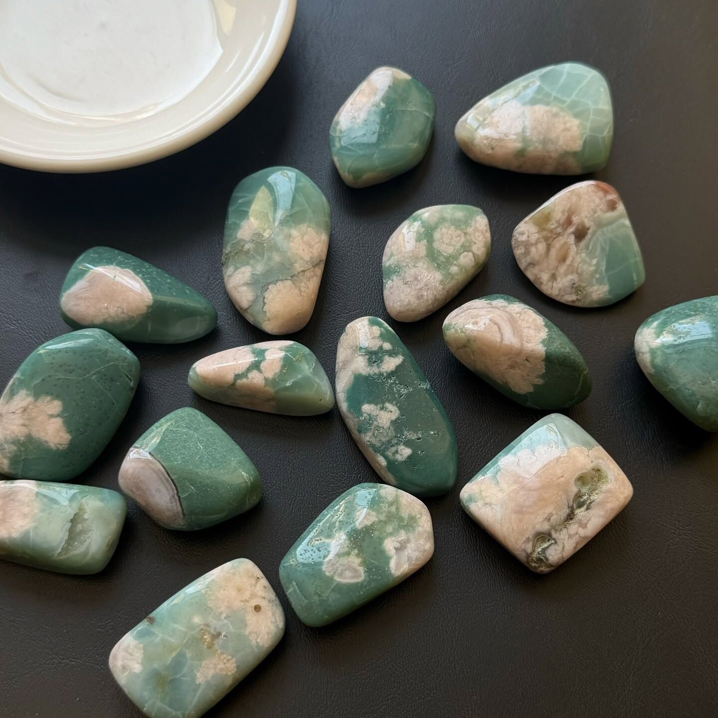 [原石] 綠櫻花瑪瑙 水晶滾石