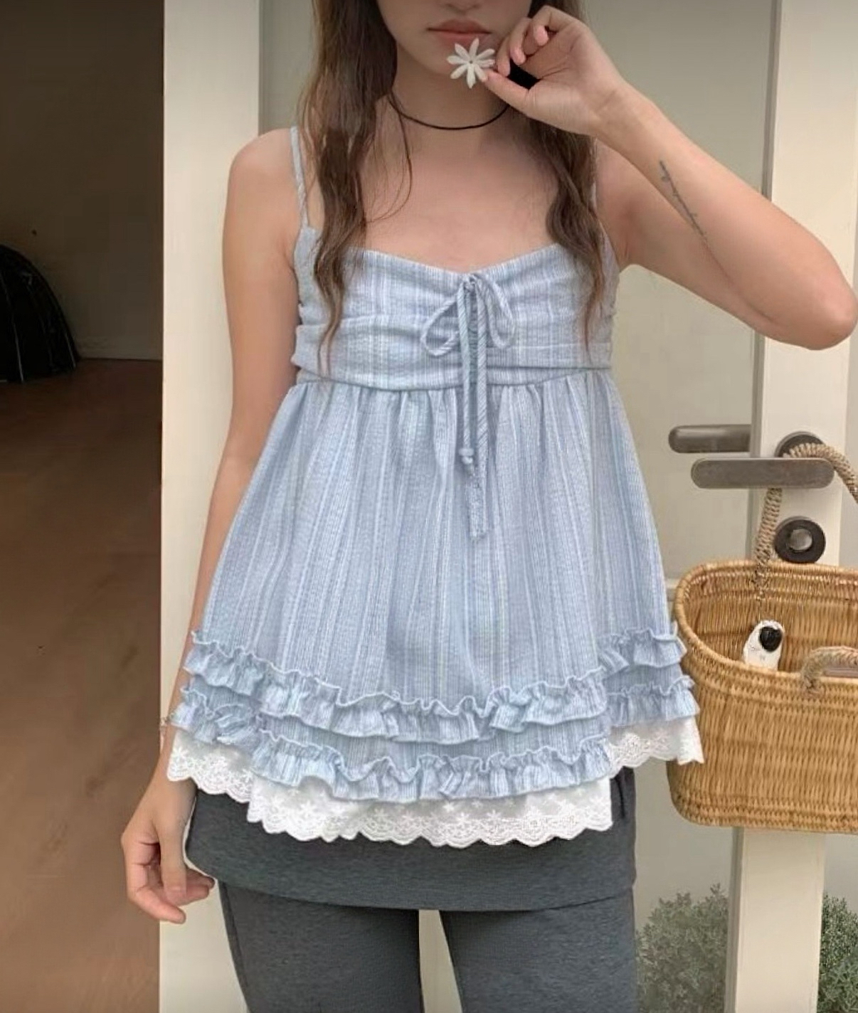 [2026新款] 抓摺直紋雙層ruffles背心🎐