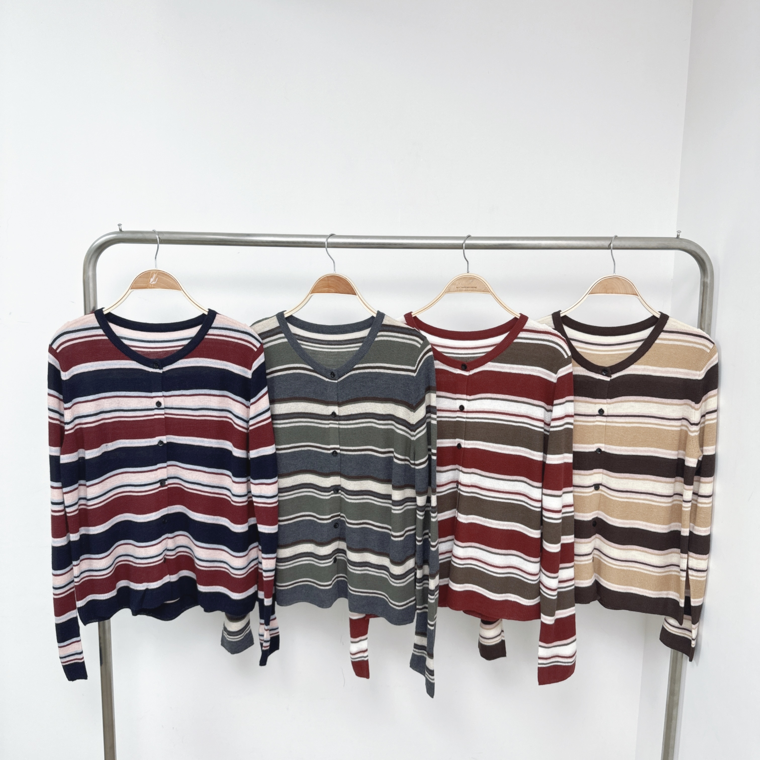 【預訂】拼色間羅紋彈性針織開鈕外套 (K47-K50)