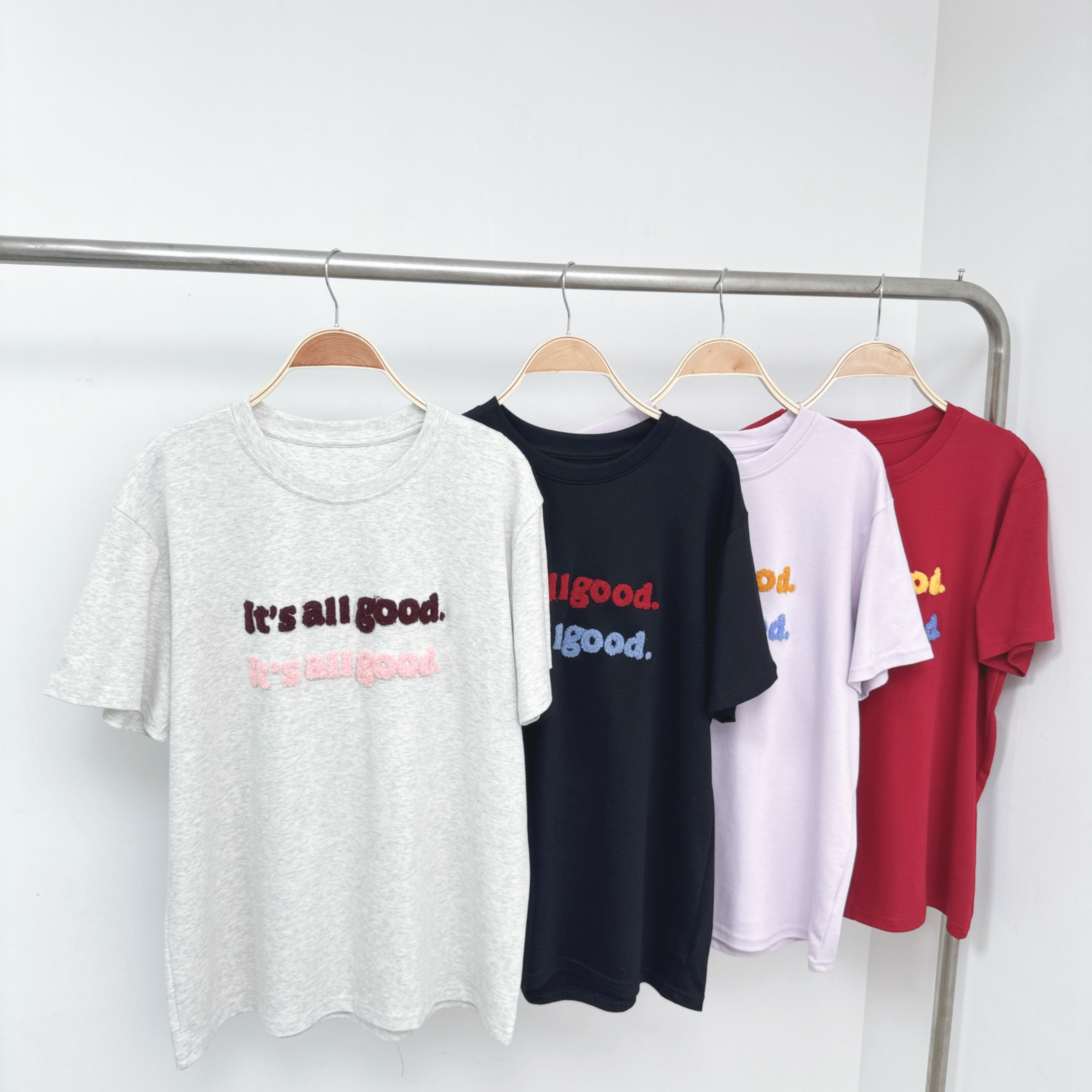 【預訂】拼色毛絨字母棉TEE (K1-K6)