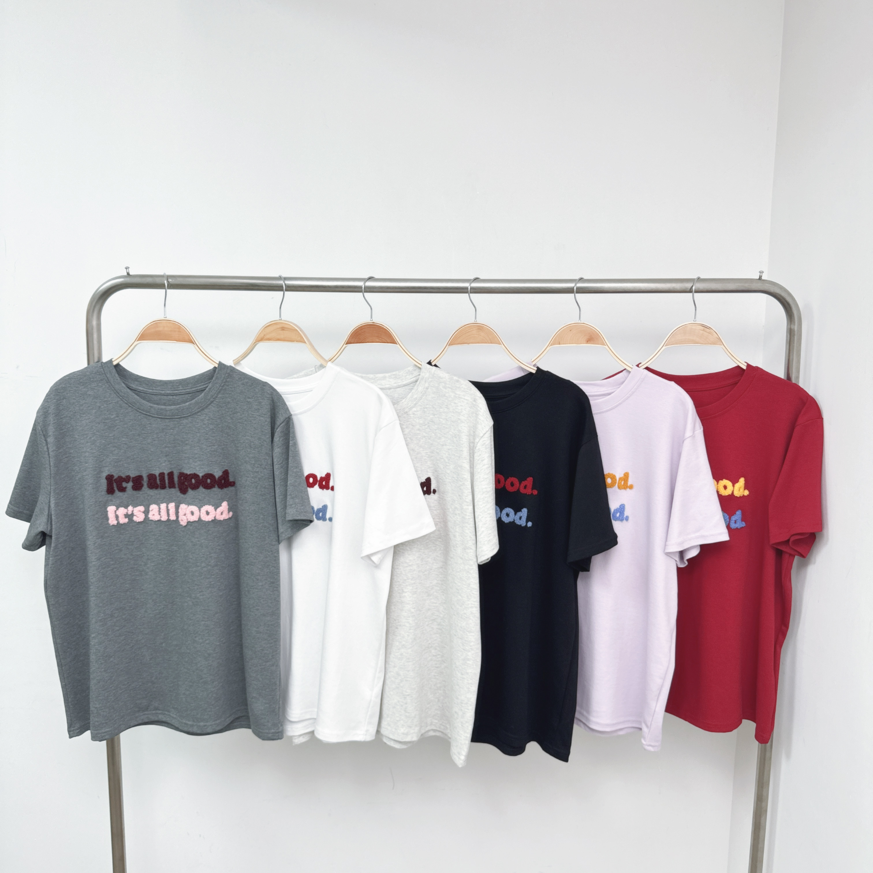 【預訂】拼色毛絨字母棉TEE (K1-K6)