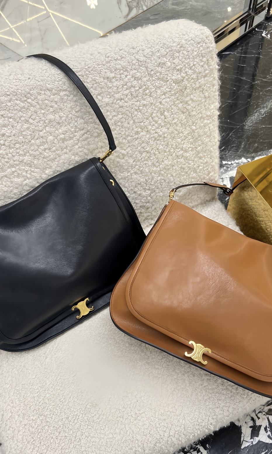 Celine Soft Triomphe Besace in Supple Shiny Lambskin