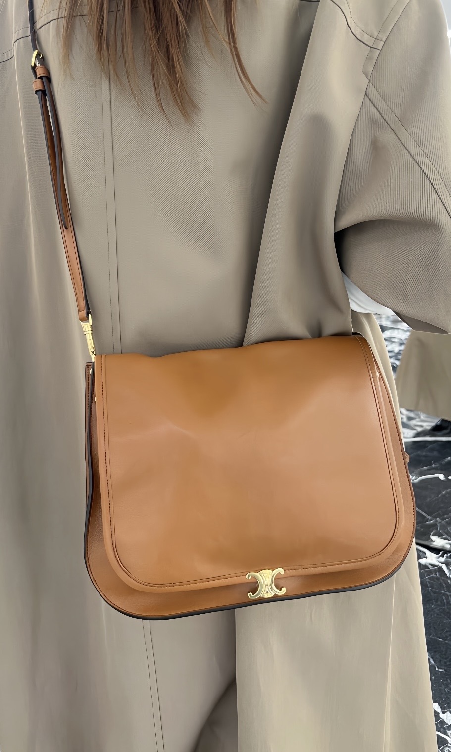 Celine Soft Triomphe Besace in Supple Shiny Lambskin