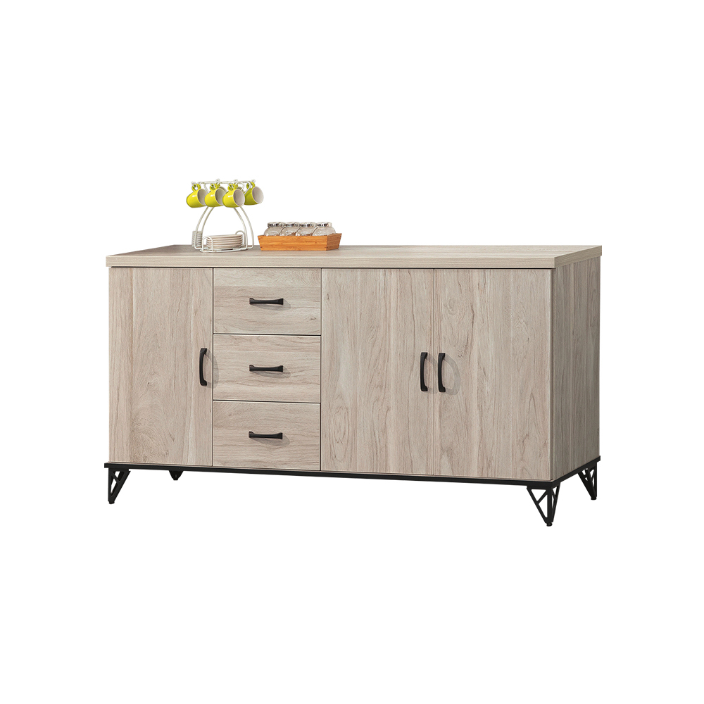 柏蒂家居-哈德克5.4尺三門三抽餐櫃/電器收納櫃/碗盤櫃/置物矮櫃