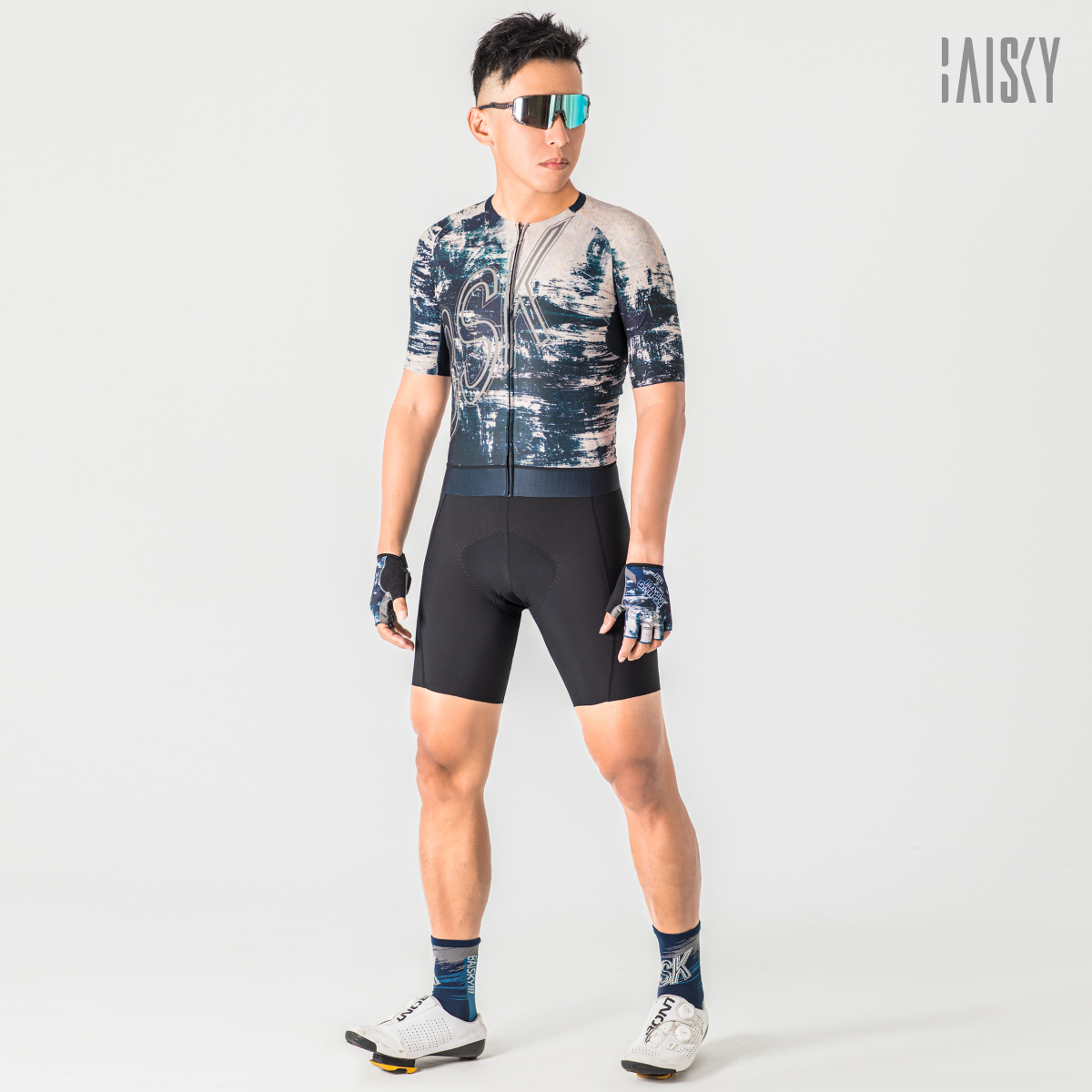 男款空力短車衣 戰博 藍