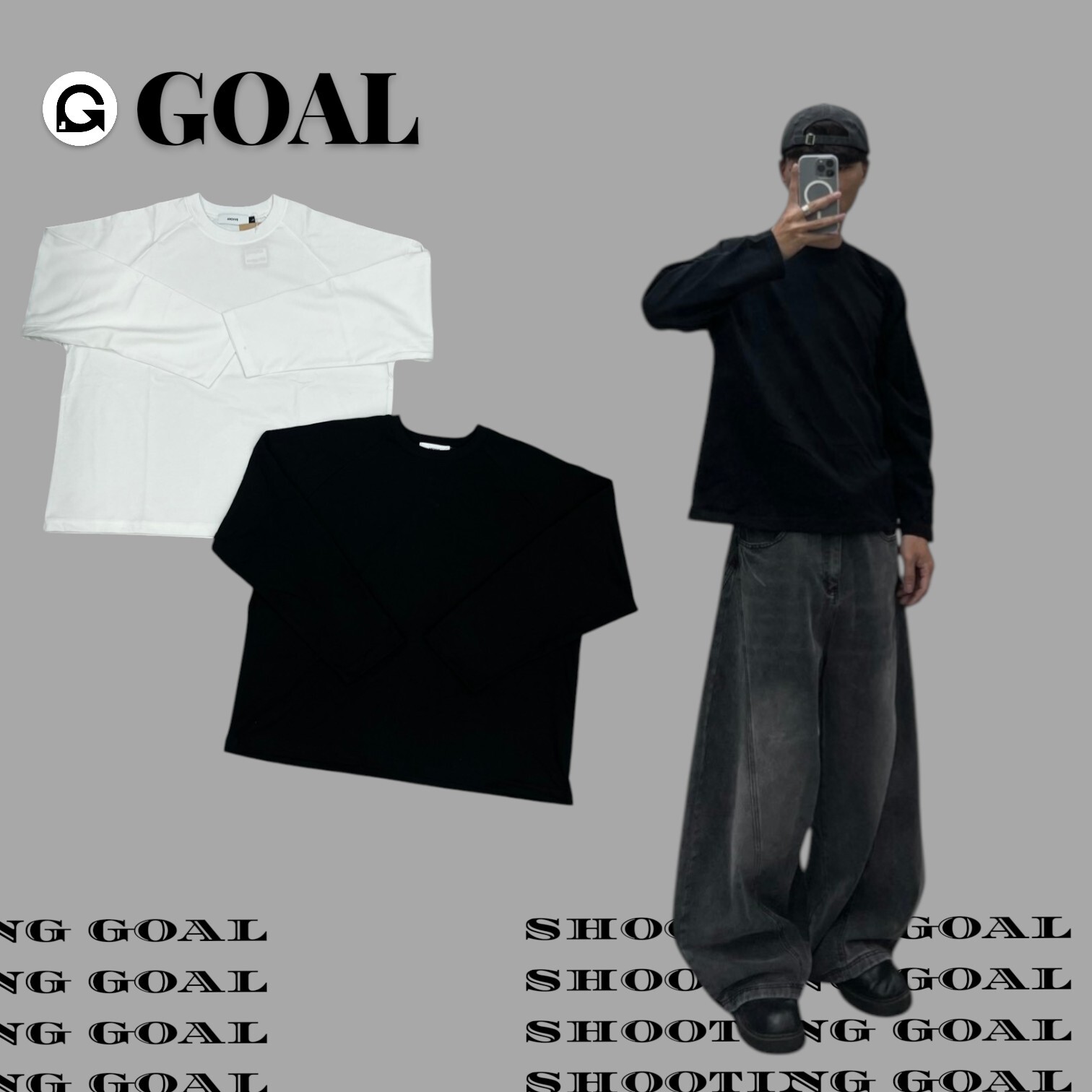 (GOAL)BOXY 短寬 厚磅 長袖 素TEE 韓版 CLEAN FIT 棉質 2638