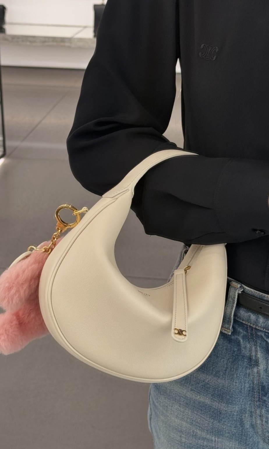 Celine Teen Lulu in Grained Calfskin Cream