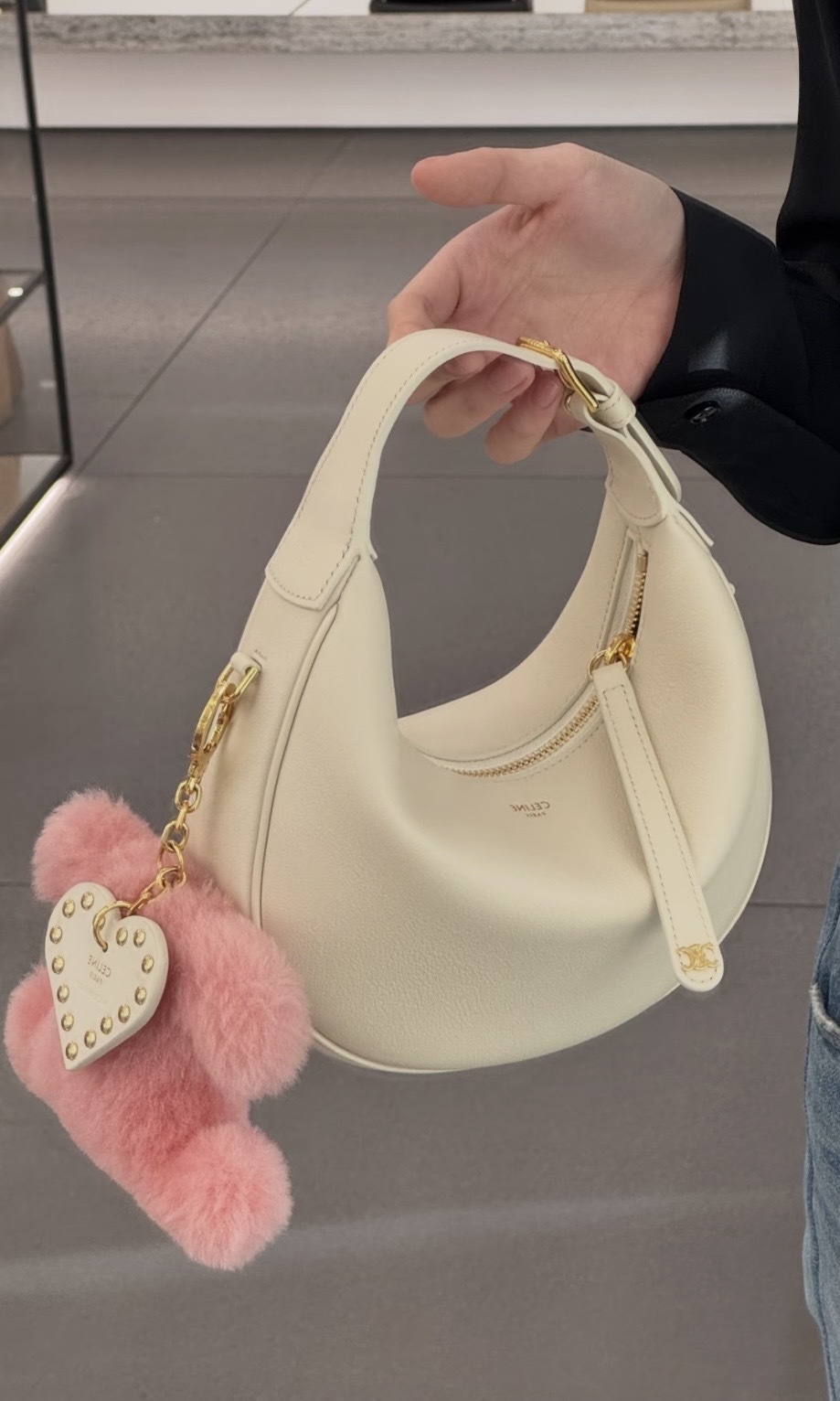 Celine Teen Lulu in Grained Calfskin Cream