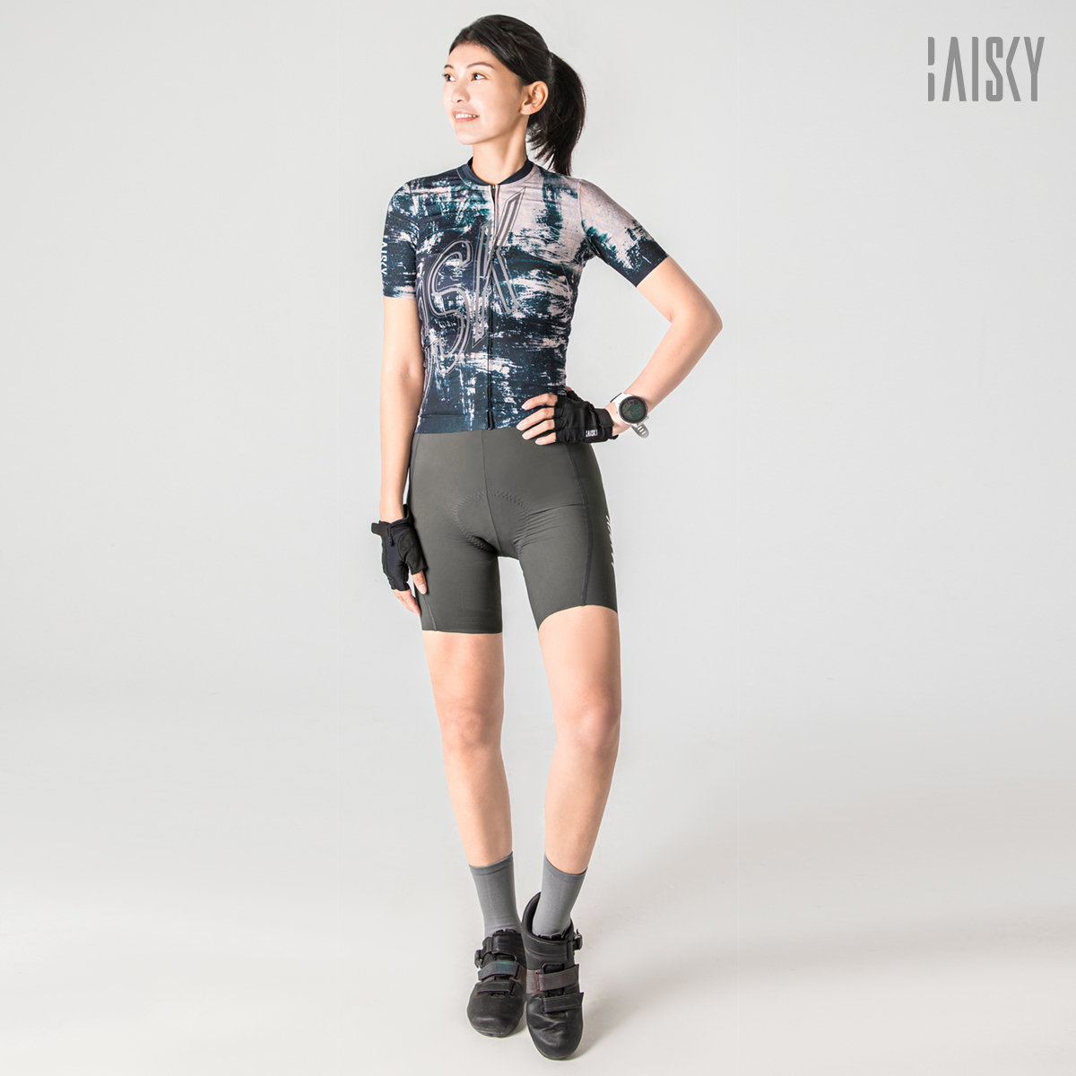 女款空力短車衣 戰博 藍