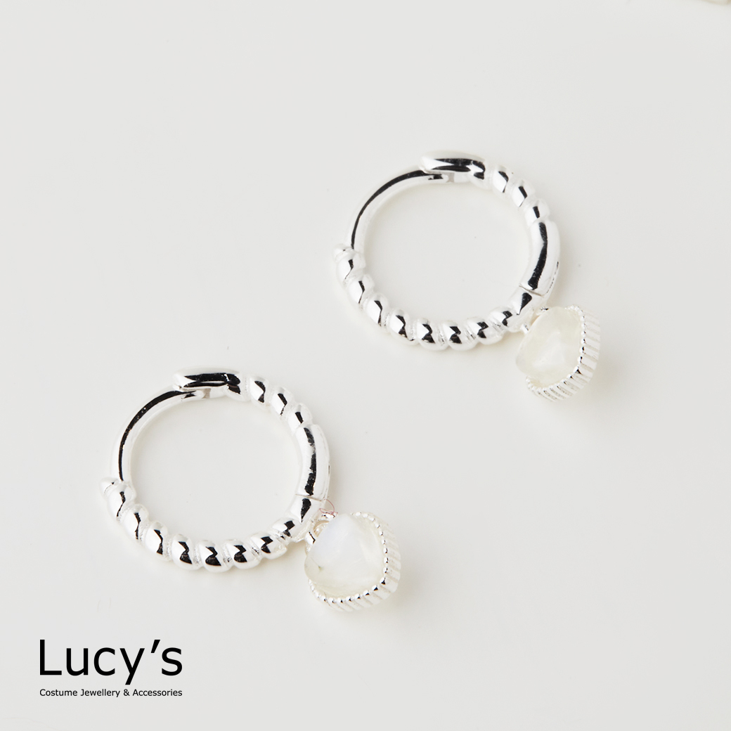 925純銀 月光柔心 易扣耳環 (128908)