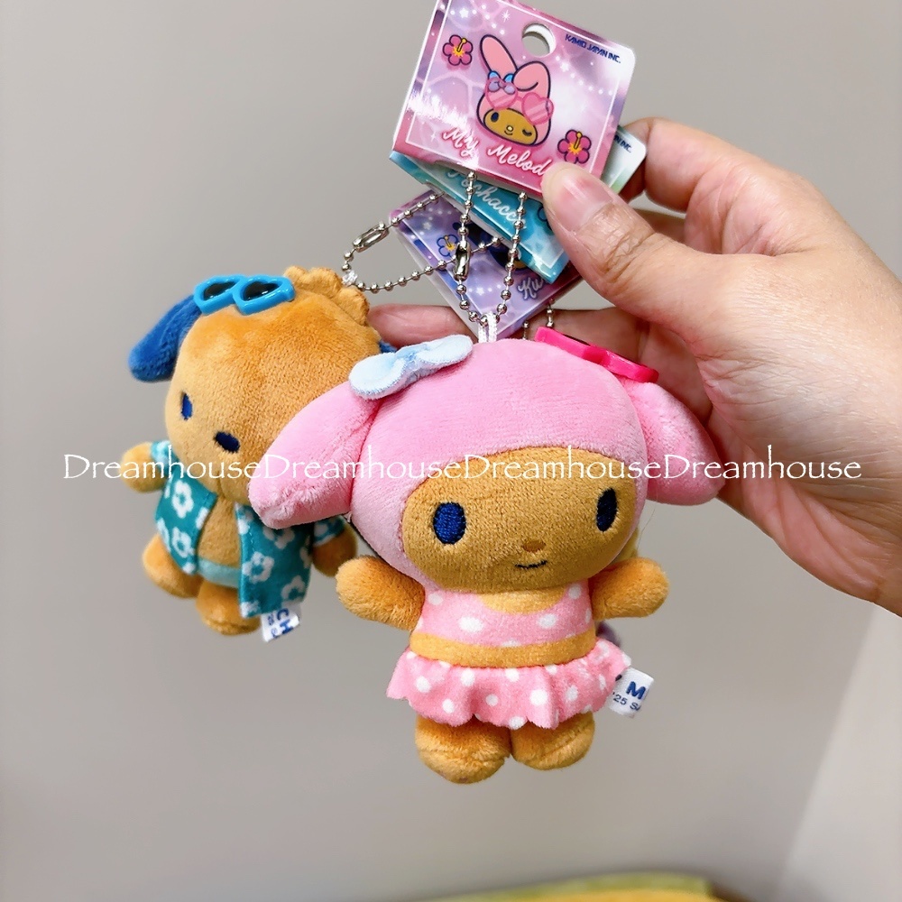 日本限定 三麗鷗 曬黑 黑皮 泳裝 美樂蒂 酷洛米 帕恰狗 登山扣 娃娃吊飾