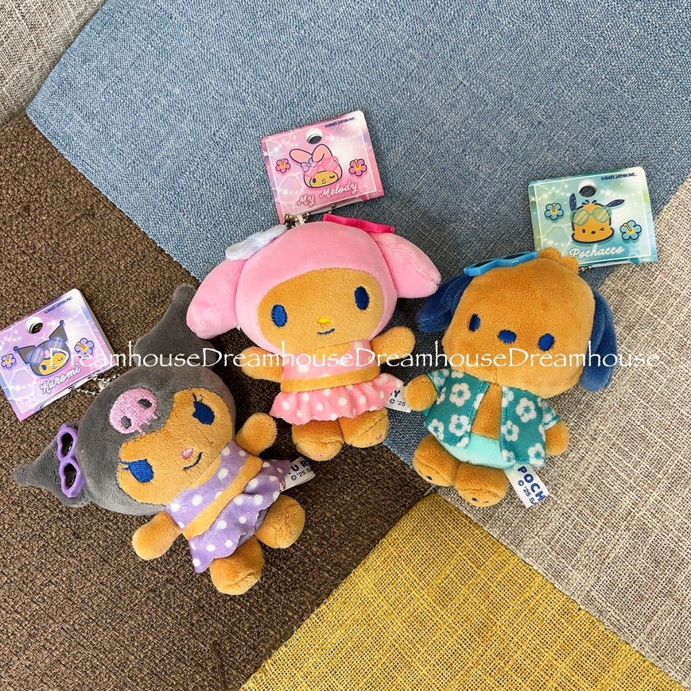 日本限定 三麗鷗 曬黑 黑皮 泳裝 美樂蒂 酷洛米 帕恰狗 登山扣 娃娃吊飾