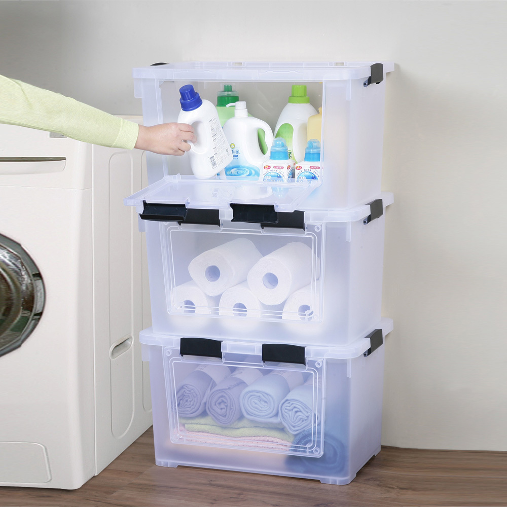 《真心良品》KEYWAY 聯府 雙開式收納箱附輪70L-3入組
