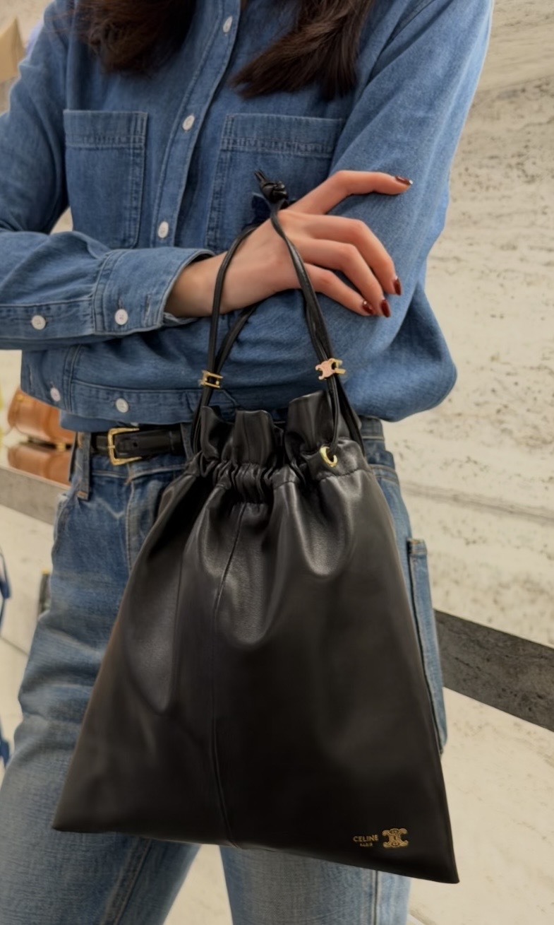 Celine 羊皮水晶收納袋 小號 黑色