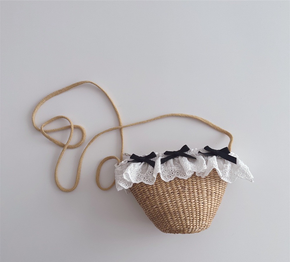 藤編緹花蝴蝶結小包