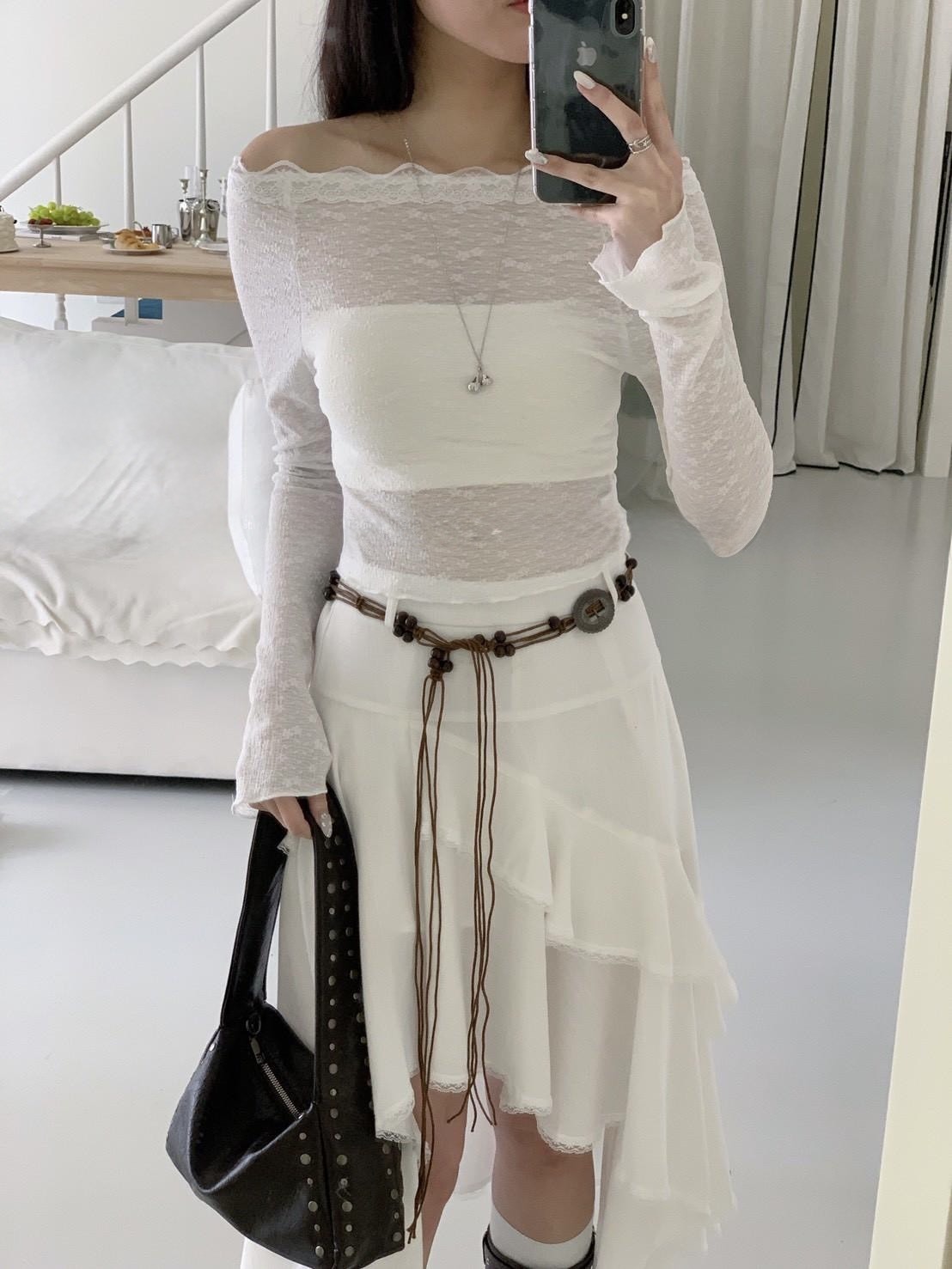 雲朵花蕾透紗上衣 長袖上衣