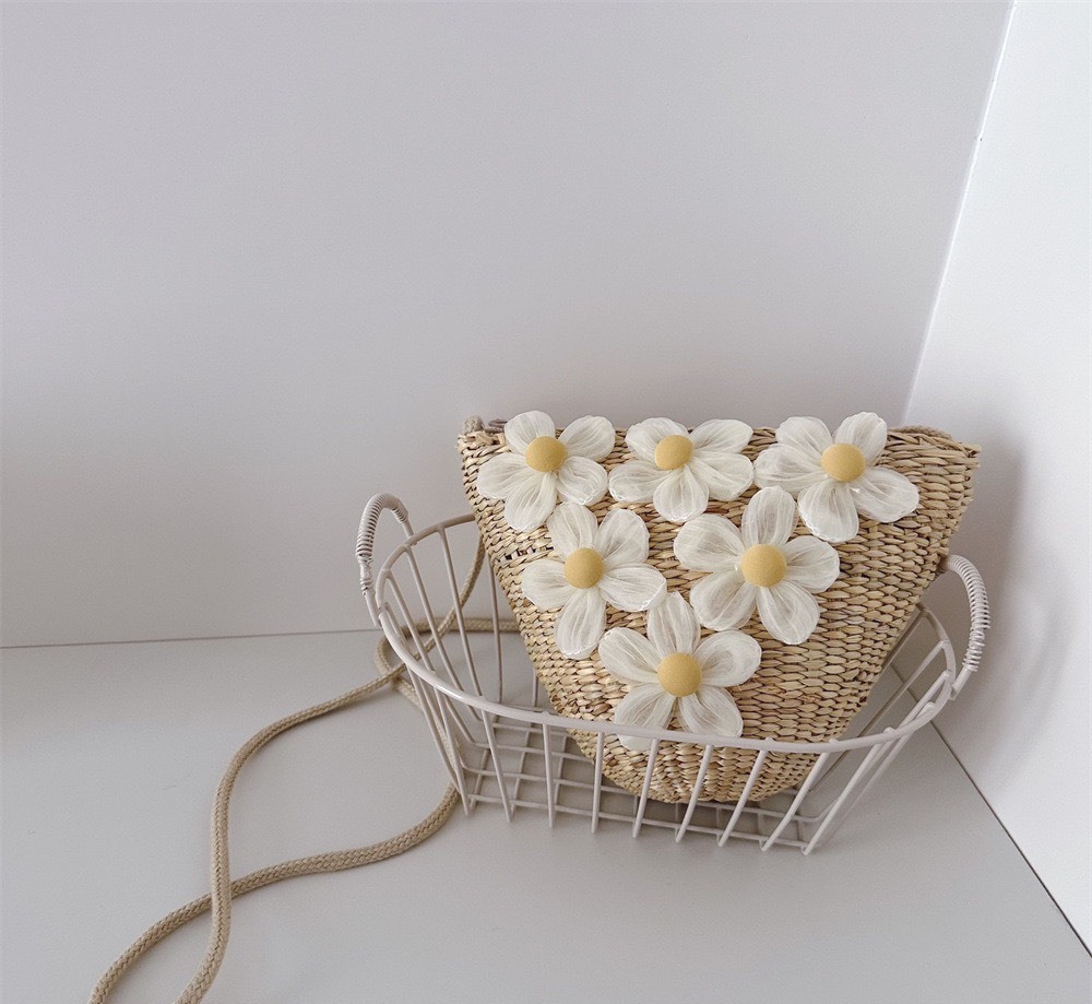 夏季藤編花朵小包