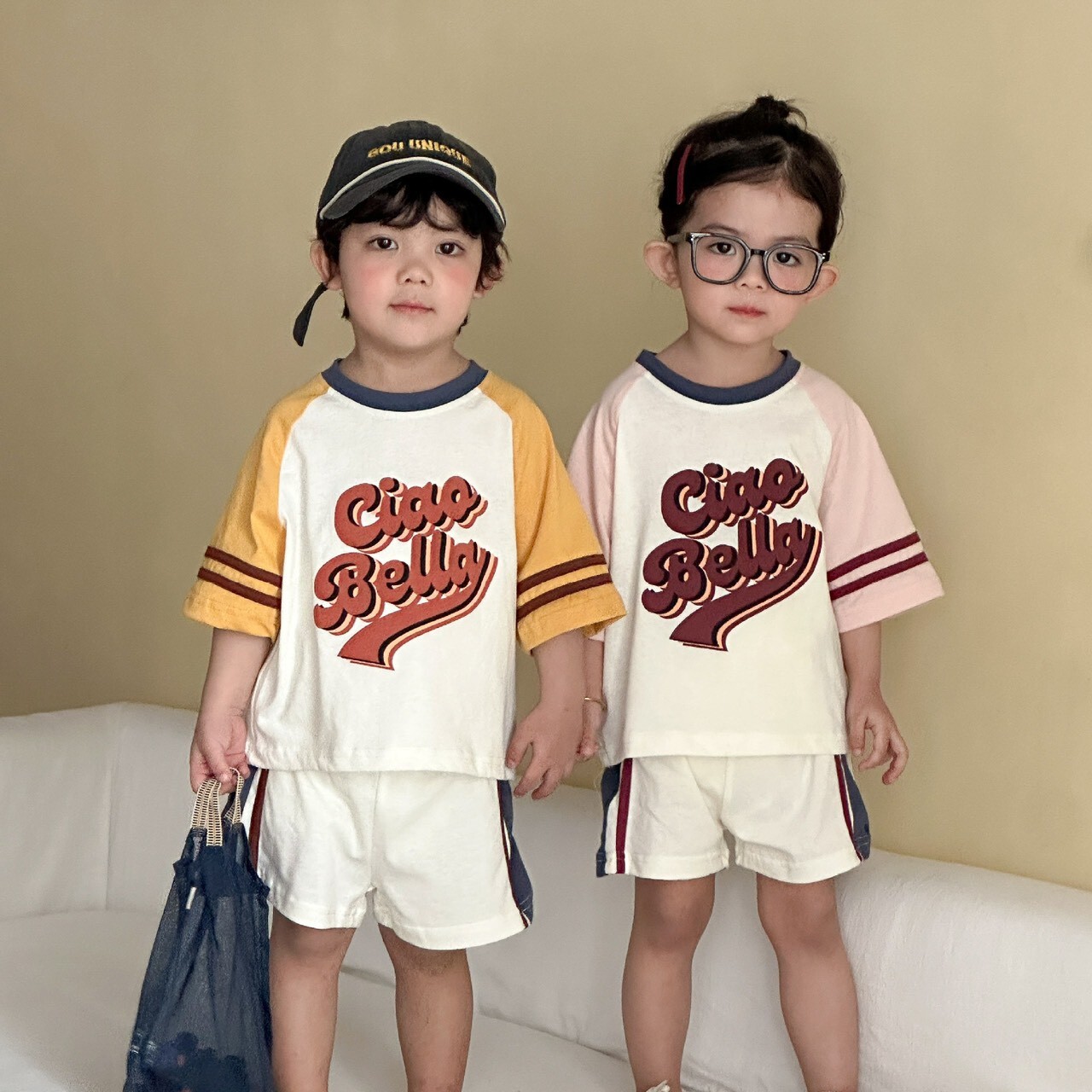 POP美式棒球休閒套裝ꕀꕀꕀ ＊短袖上衣 + 短褲