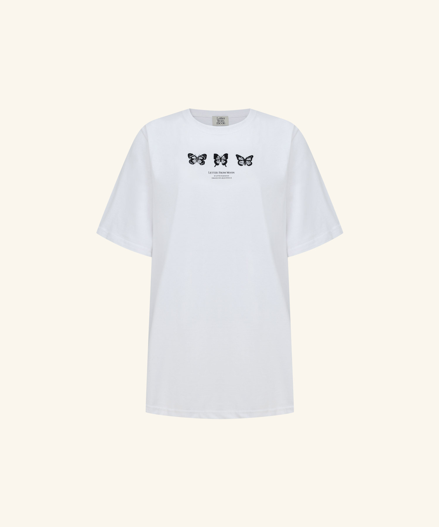 LETTER FROM MOON - Triple Butterfly Embroidery Oversized Fit T-Shirt *3色*