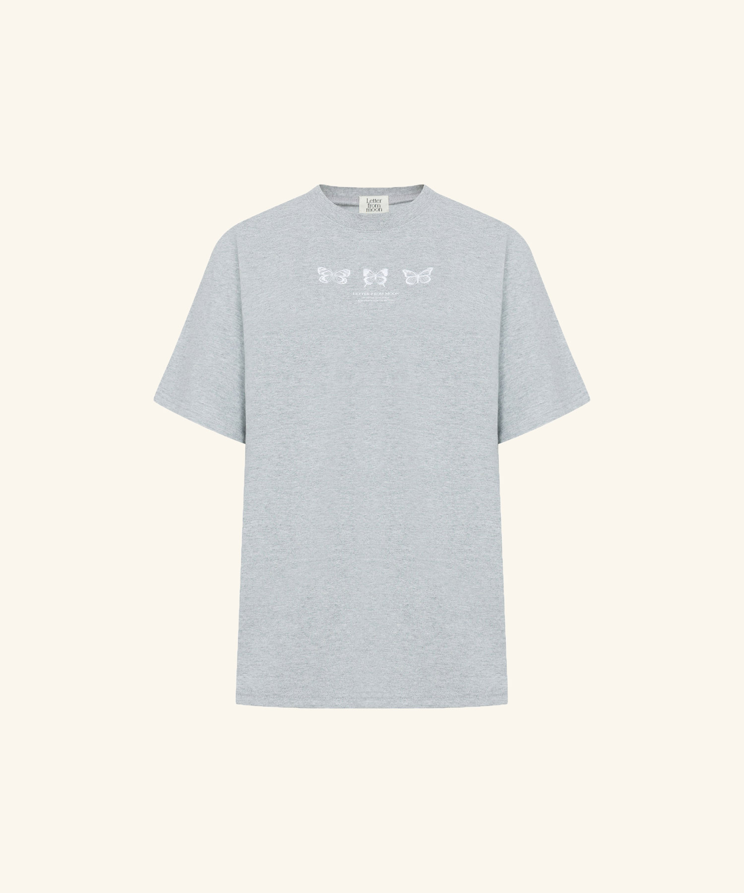 LETTER FROM MOON - Triple Butterfly Embroidery Oversized Fit T-Shirt *3色*