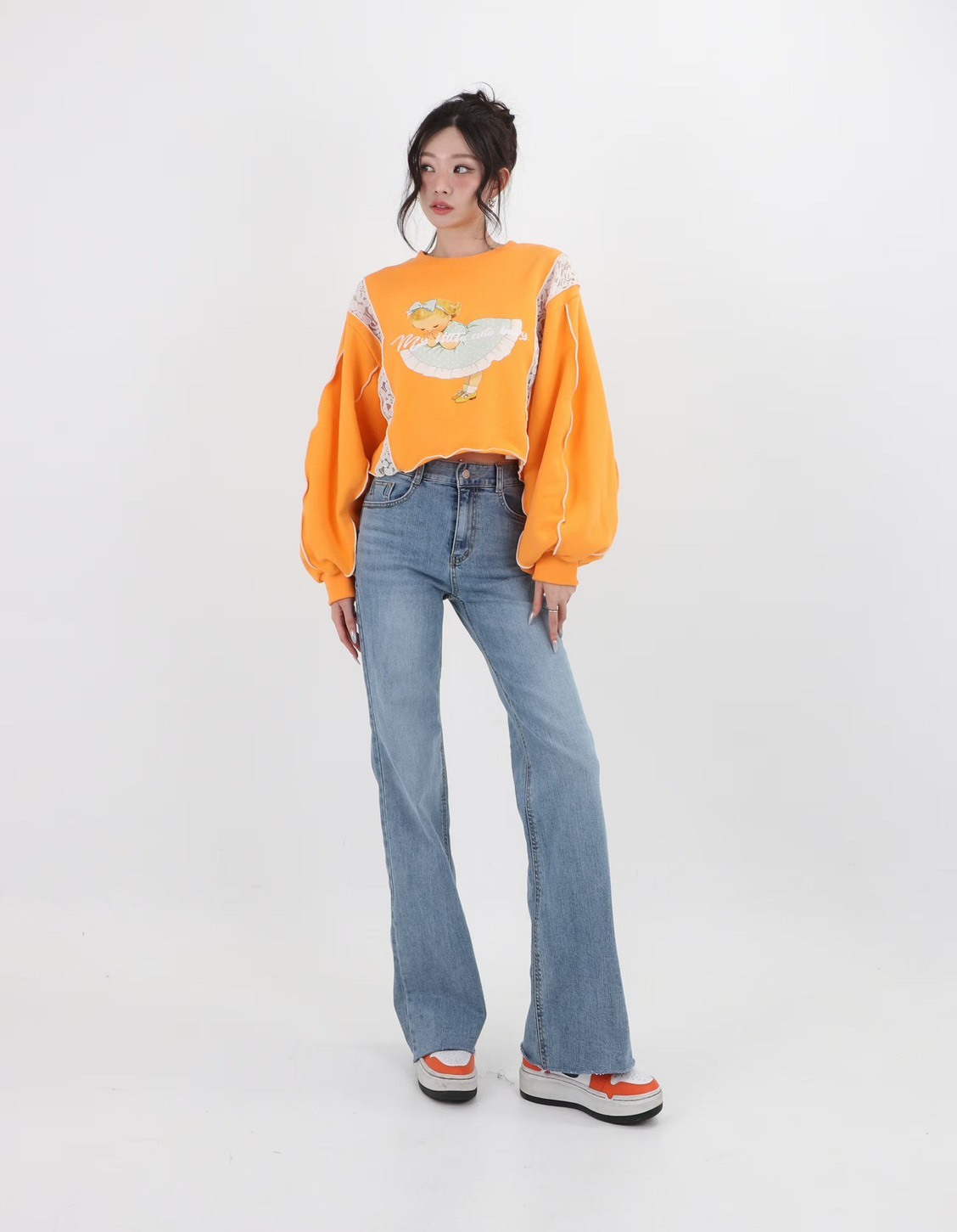 淨版牛仔喇叭長褲