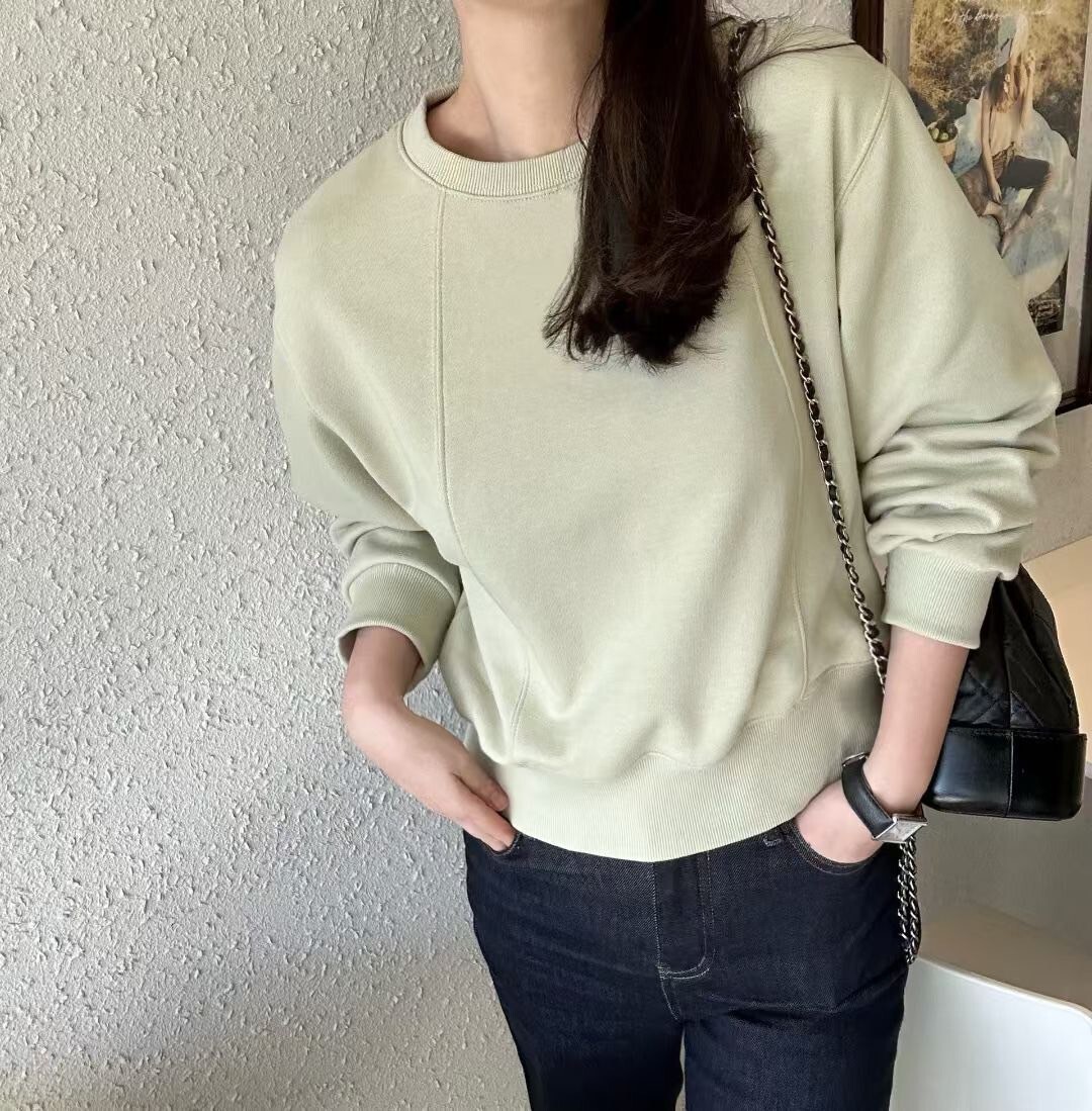 早春柔霧色系圓領素面衛衣大學TEE / 4色