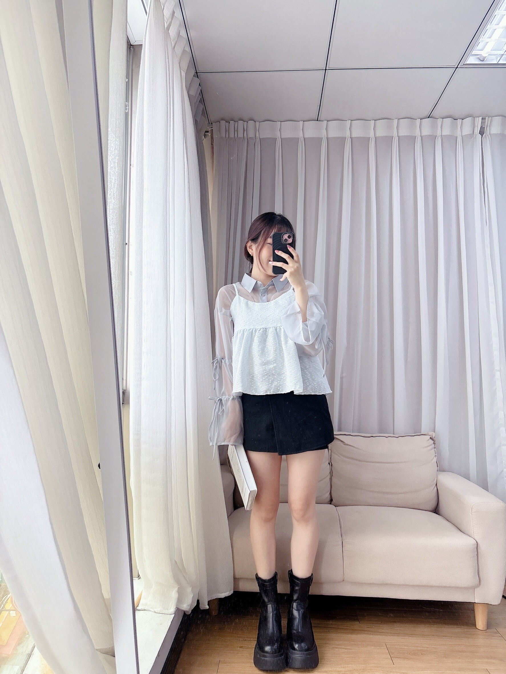 日系綁帶點點小背心s