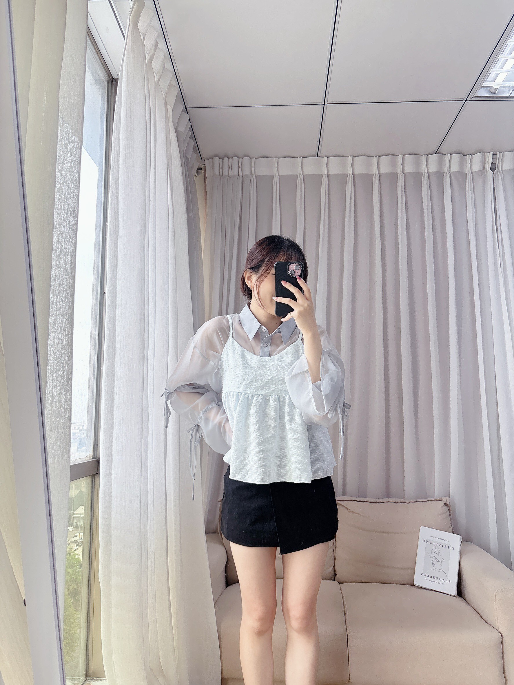 日系綁帶點點小背心s