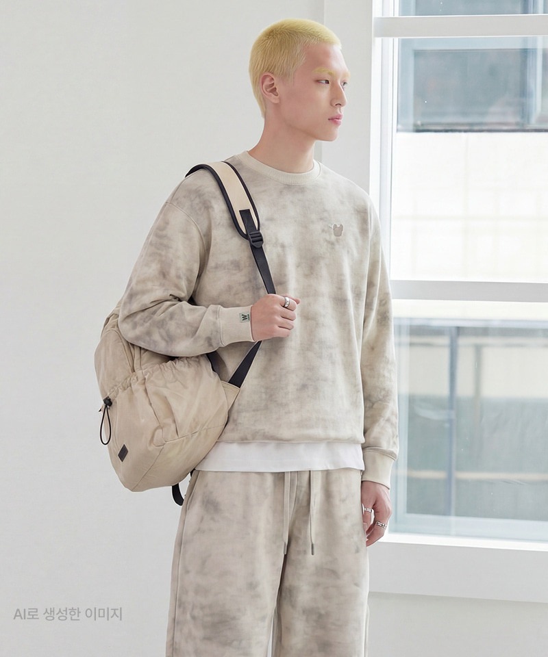 【韓國預購】AKR030402 Lifework 男裝復古水洗華夫格衛衣