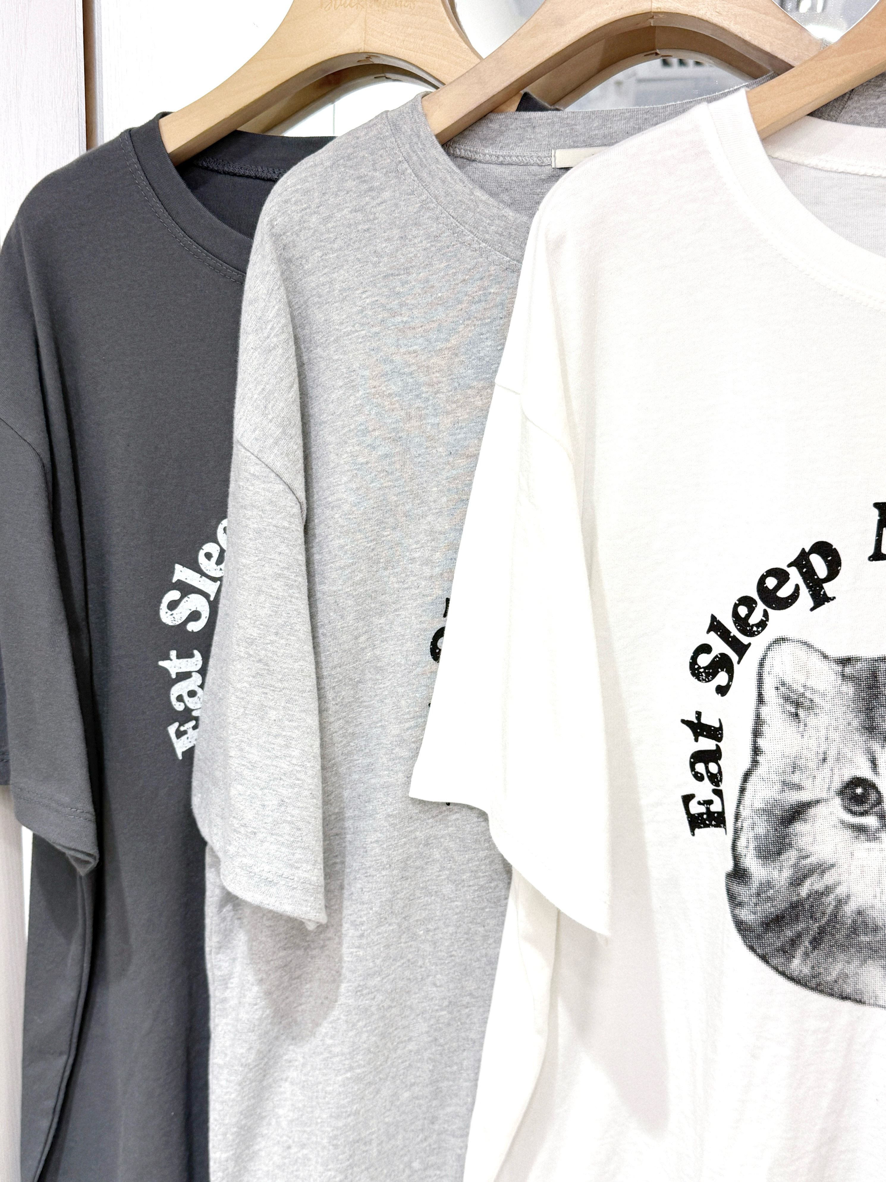 T1265｜超可愛貓貓Eat Sleep Meow Repect TEEᓚᘏᗢ ᵐᵉᵒʷ