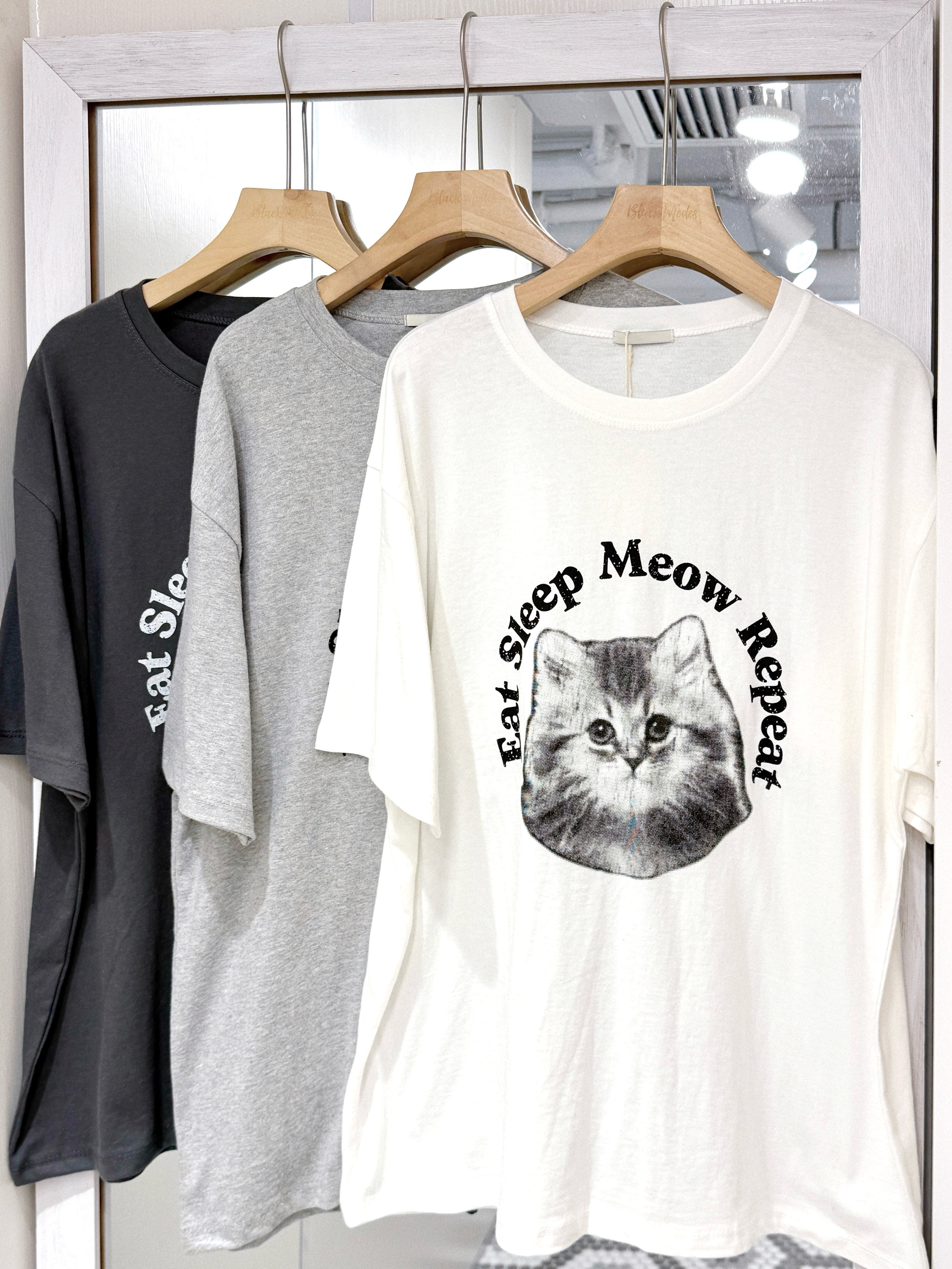 T1265｜超可愛貓貓Eat Sleep Meow Repect TEEᓚᘏᗢ ᵐᵉᵒʷ