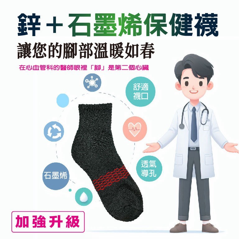 0306TW01-台灣石墨烯-鋅+石墨烯厚底氣墊襪（G1）