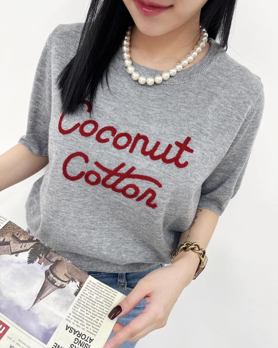 【質感立體繞線字母設計針織上衣】(預購)