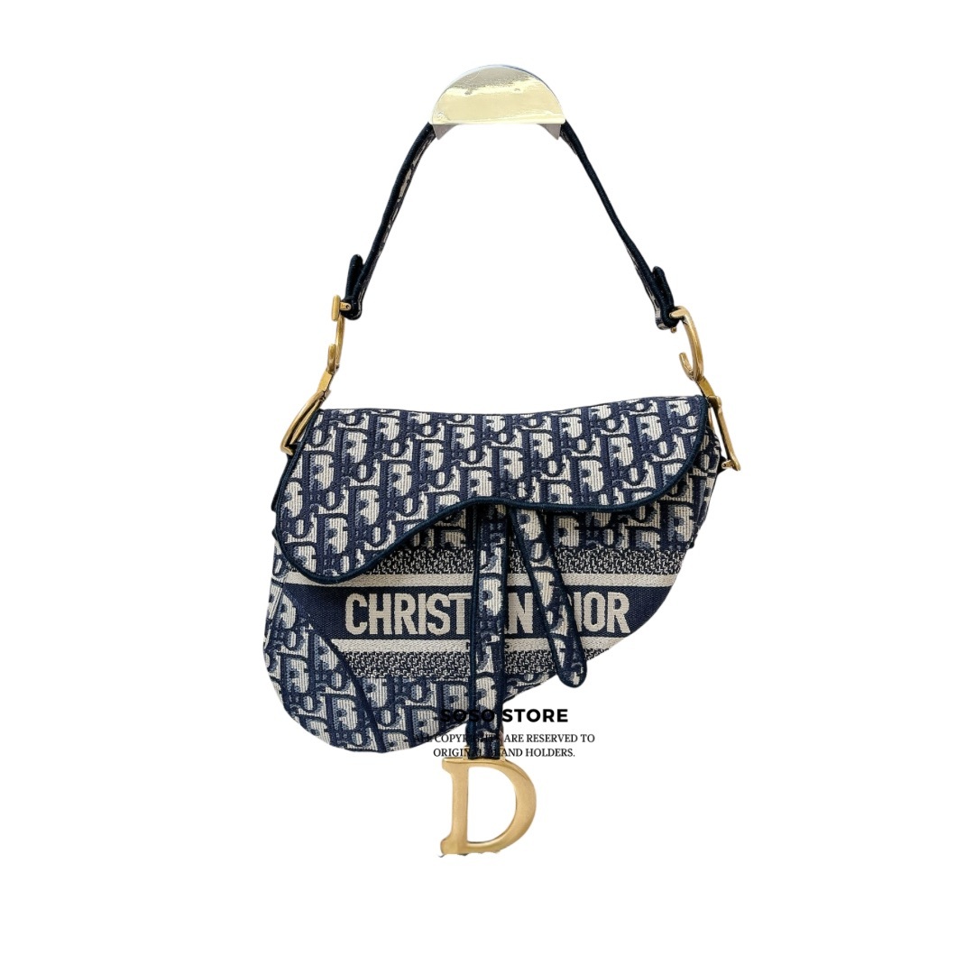 Dior Saddle Bag - Blue Dior Oblique / GHW