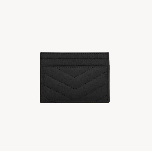 1FF0101-521 [SAINT LAURENT] Cassandre Matelassé Card Case Grain De Poudre Leather Black (SS26) #423291BOW011000 (W-EU-E)