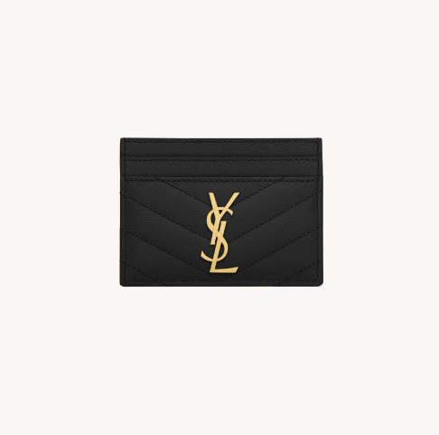 1FF0101-521 [SAINT LAURENT] Cassandre Matelassé Card Case Grain De Poudre Leather Black (SS26) #423291BOW011000 (W-EU-E)