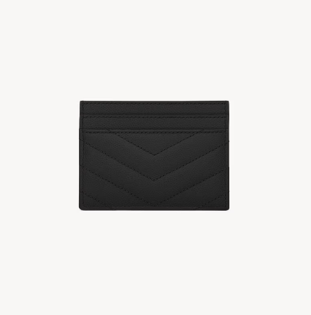 1FF0101-522 [SAINT LAURENT] Cassandre Matelassé Card Case Grain De Poudre Leather Black (SS26) #423291BOW021000 (W-EU-E)
