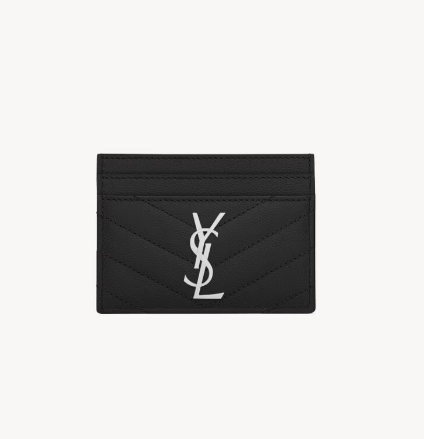 1FF0101-522 [SAINT LAURENT] Cassandre Matelassé Card Case Grain De Poudre Leather Black (SS26) #423291BOW021000 (W-EU-E)