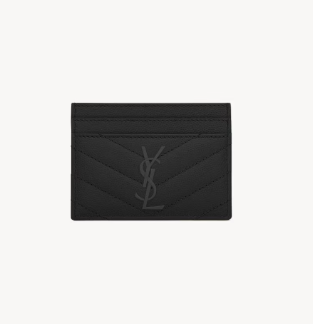 1FF0101-523 [SAINT LAURENT] Cassandre Matelassé Card Case Grain De Poudre Leather Black (SS26) #423291BOW081000 (W-EU-E)