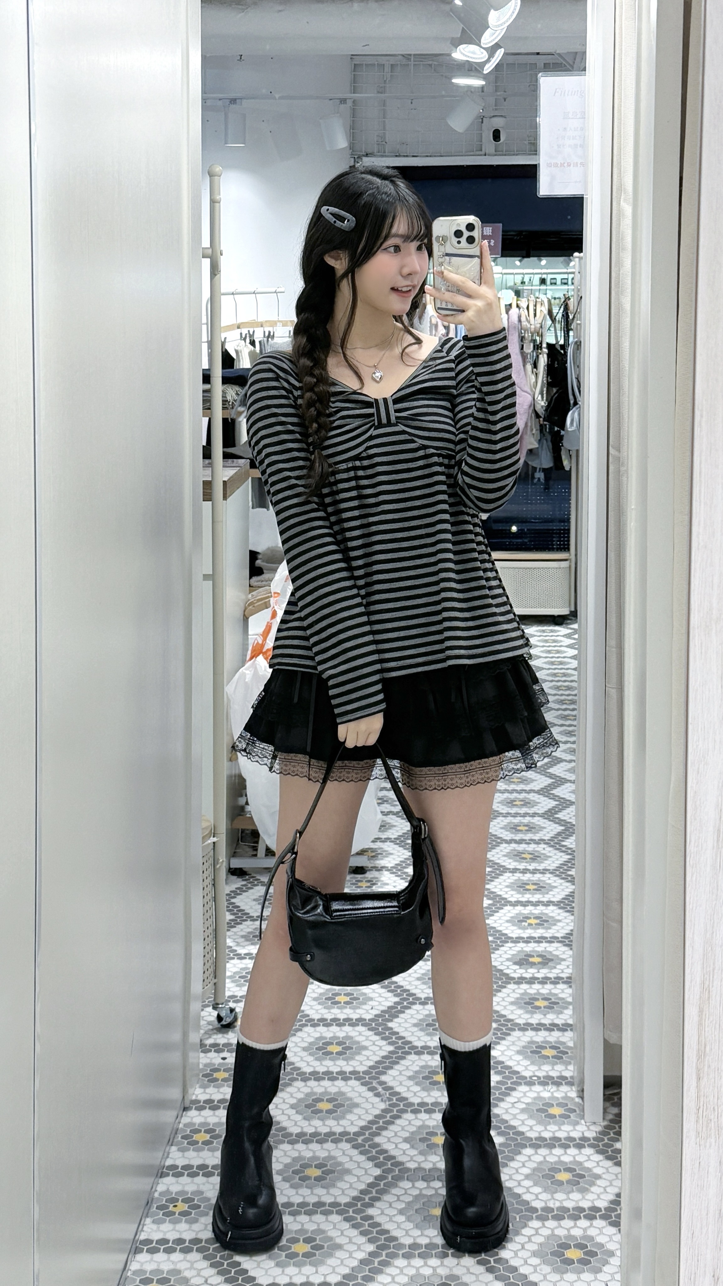 T1263｜韓系橫間蝴蝶結娃娃長袖上衣🗝️⋆｡𖦹°‧★