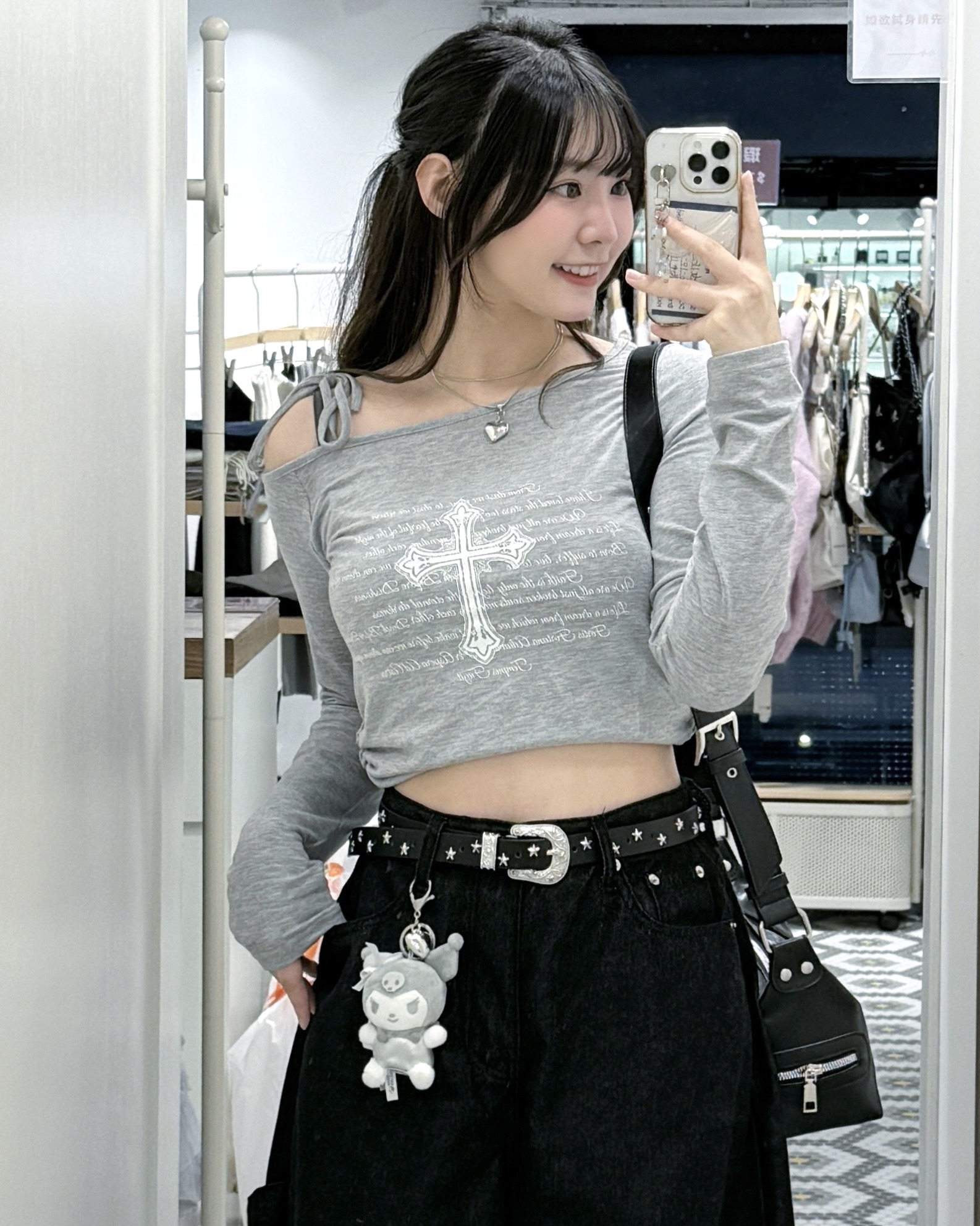 T1264｜十字架束腰單吊帶跌膊上衣⋆˚꩜｡