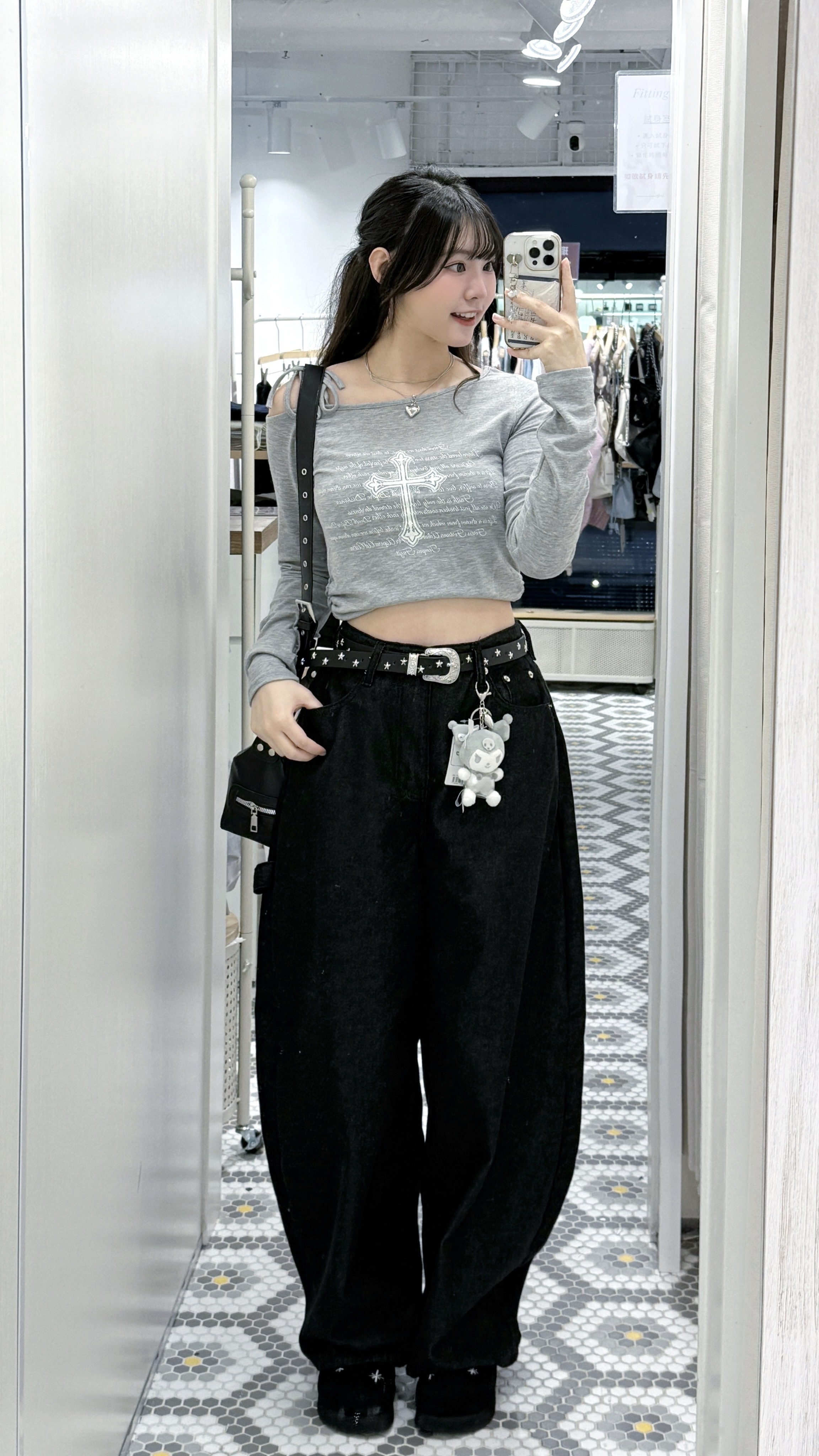 T1264｜十字架束腰單吊帶跌膊上衣⋆˚꩜｡